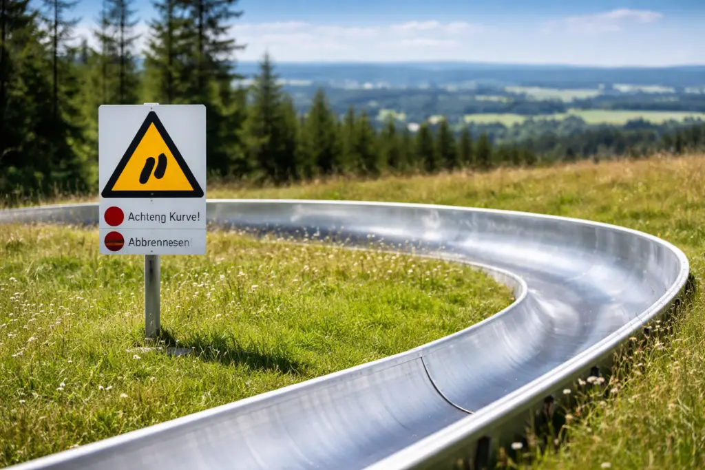 Scharfe Kurve bei der Sommerrodelbahn